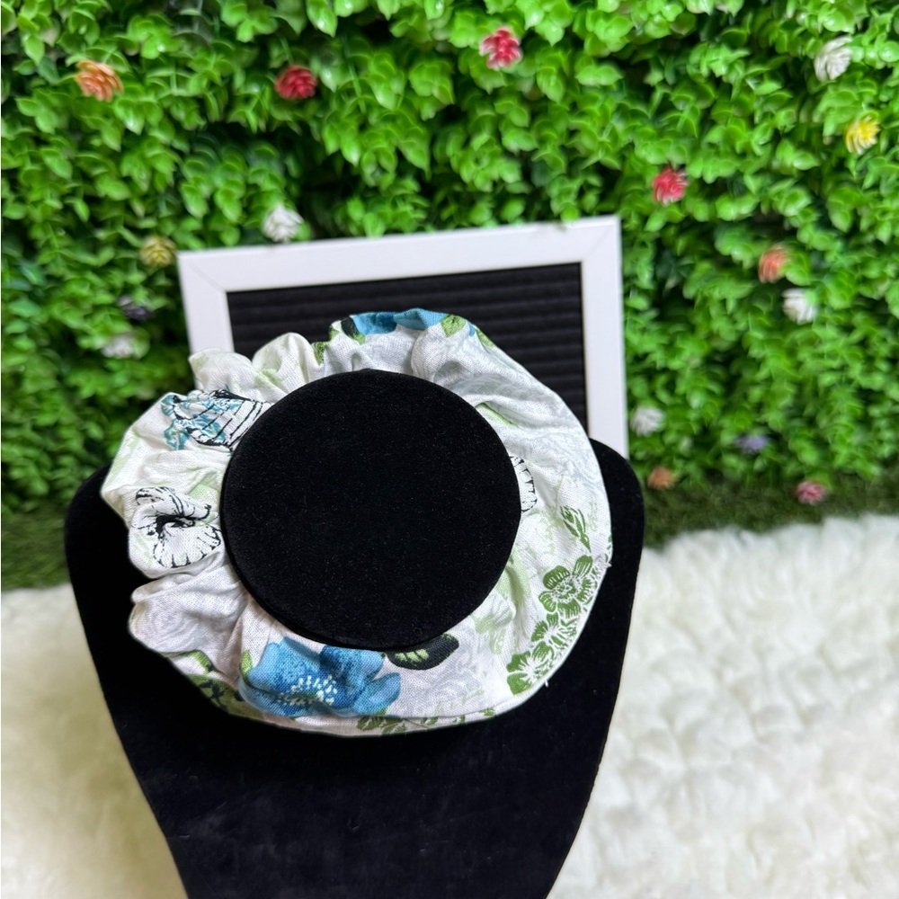 Floral Blue & Green Hair Scrunchie